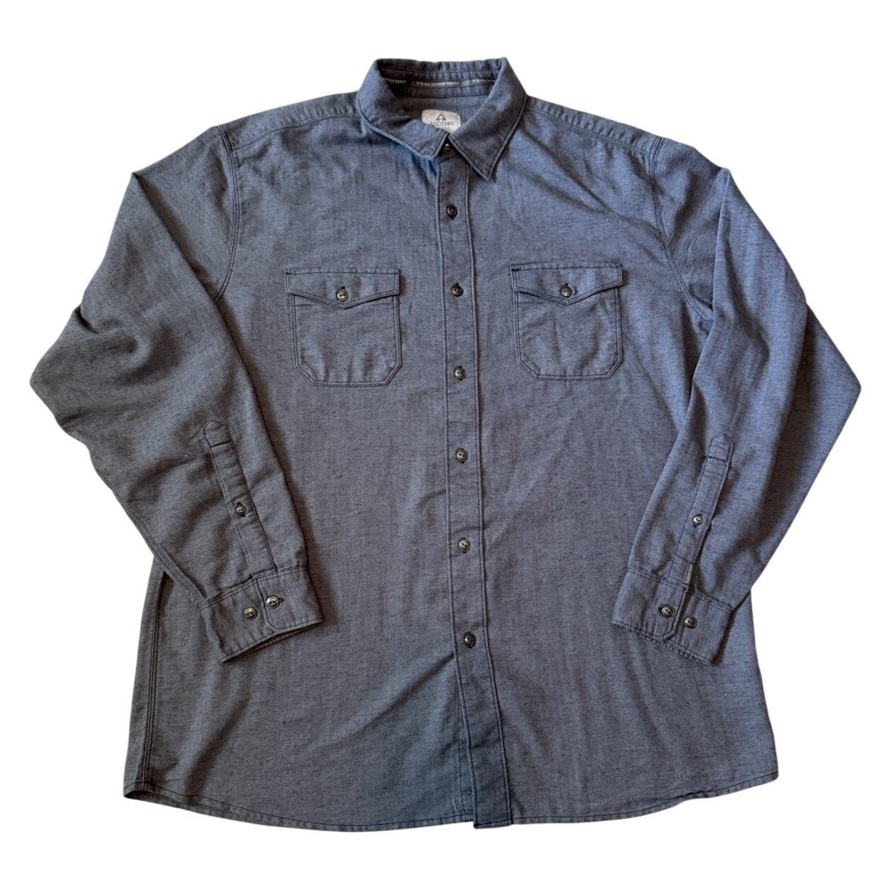 Ascend Turbulence Button Front Shirt Men's‎ XL Herringbone Long Sleeve Blue Grey